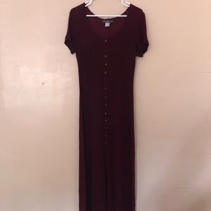 Vintage Plum Stretch Maxi Dress